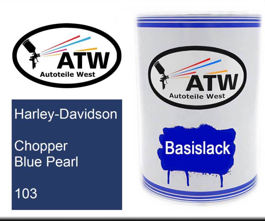 Harley-Davidson, Chopper Blue Pearl, 103: 500ml Lackdose, von ATW Autoteile West.